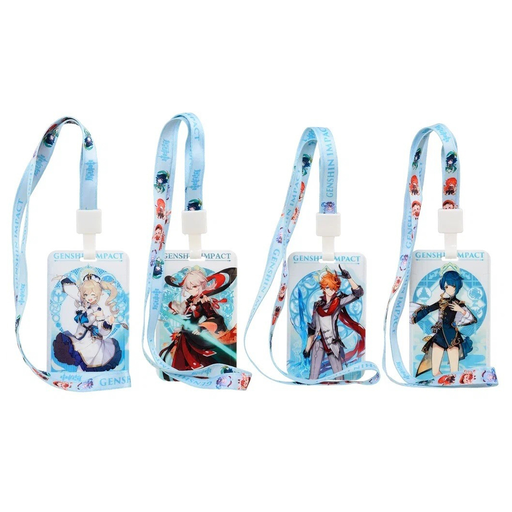 Бейдж на шнурке Basir вертикальный, 110*68 мм, аниме, 4 рисунка ассорти