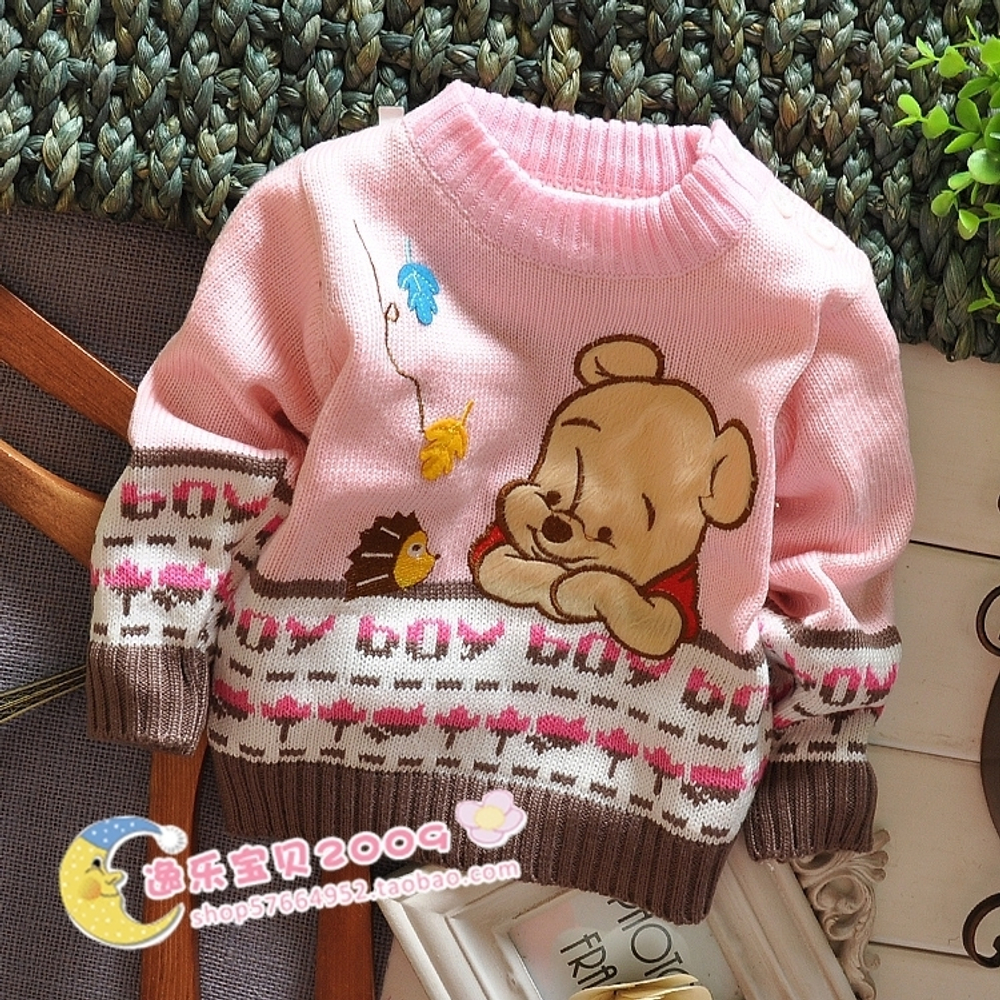 Джемпер детский жаккардовой вязки с аппликацией Винни Пуха