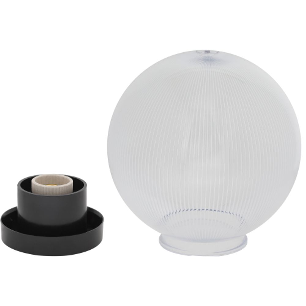 Садово-парковый светильник ЭРА НТУ 02-60-202 шар прозрачный призма на опору / кронштейн IP44 Е27 max60Вт d200mm | Садово-парковые светильники