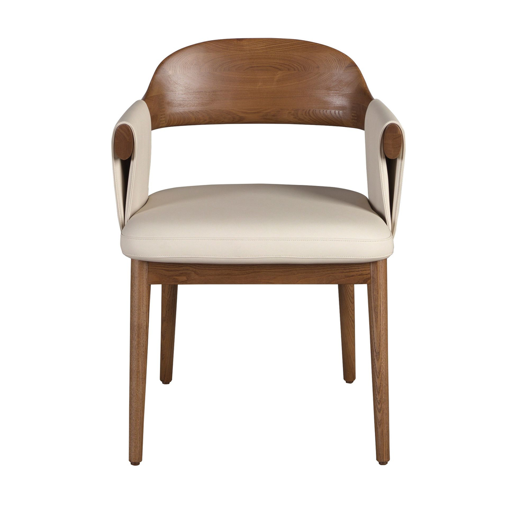 Стул 5186 из ореха и экокожи кремового цвета