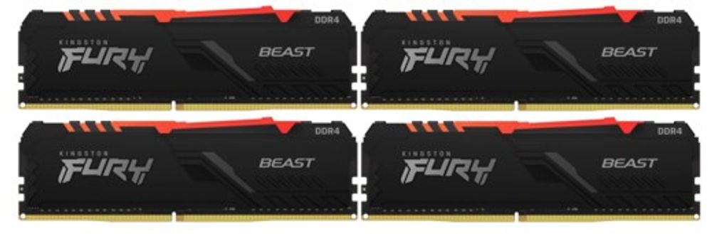 Оперативная память 32Gb Kingston Fury Beast RGB KF436C17BBAK4/32 DDR4 3600MHz CL17 DIMM (4x8Gb KIT) RTL