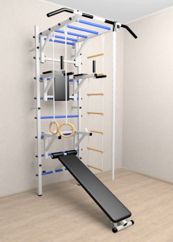 Шведская стенка Sv Sport усиленная 627 (Турник рукоход/Брусья/Стойка/Скамья/Канат/Kольца/Лестница)