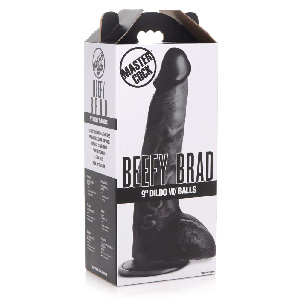 Черный фаллоимитатор Beefy Brad 9’’ Dildo with Balls - 22,4 см. (Цвет: черный)