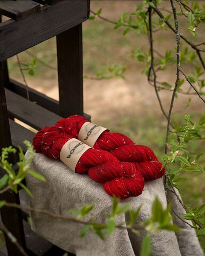 Носочный твид "Красный deep red" 225 м/100 г
