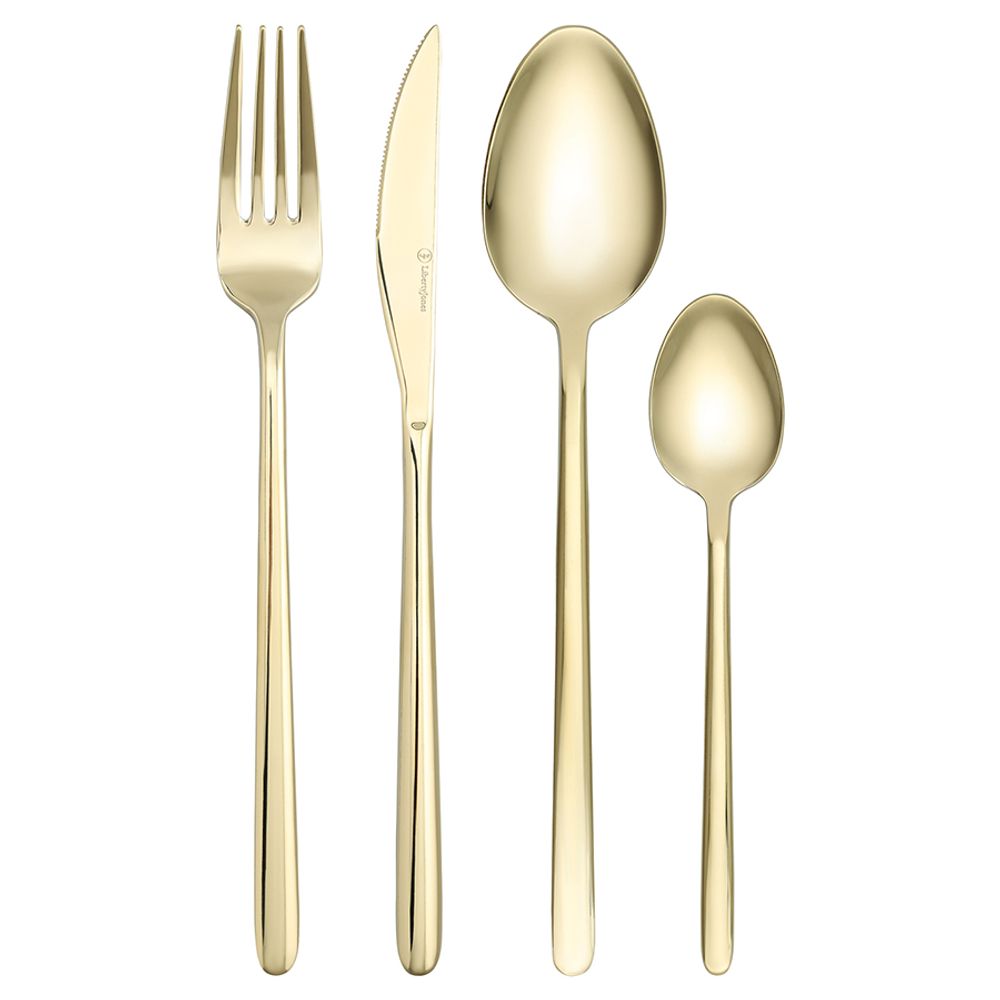 Набор столовых приборов Pure, золотистые глянцевые, 16 пред.