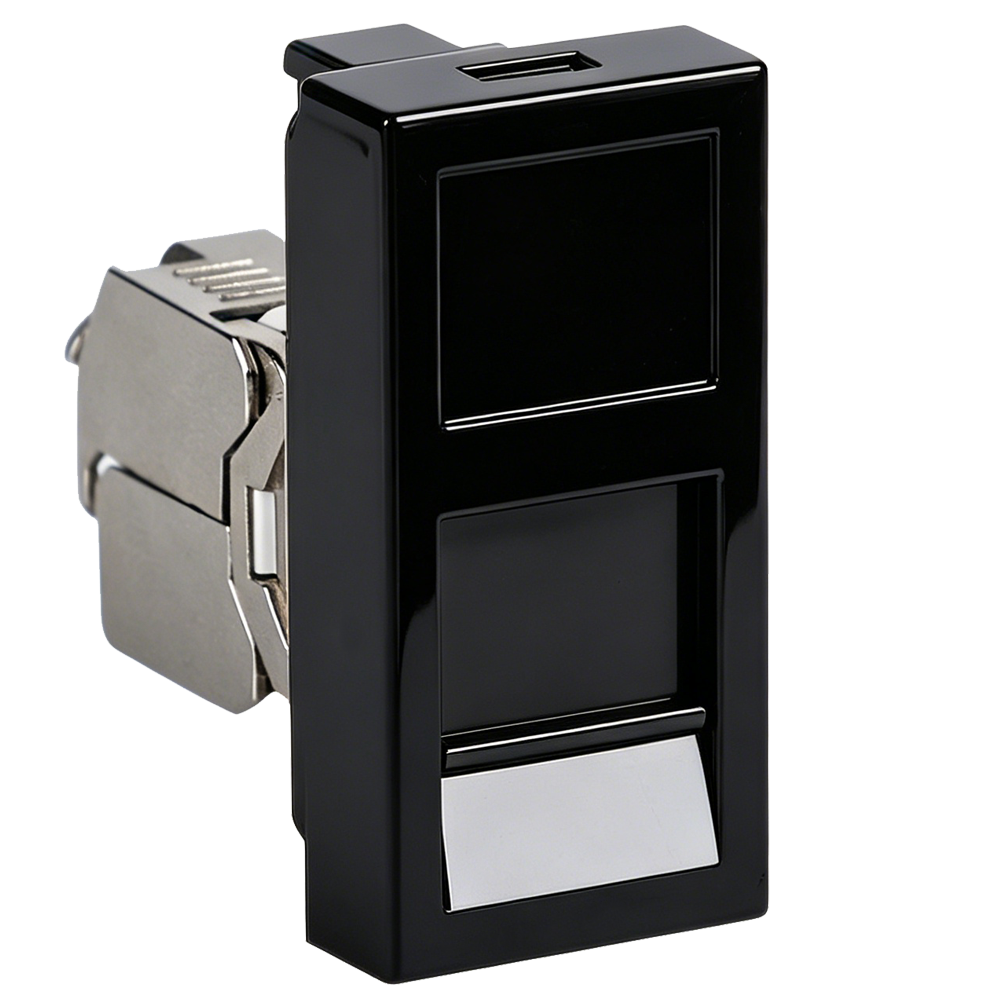 Розетка DEC RJ45 FTP кат.6,  1мод.,  черн. (22.5х45мм)