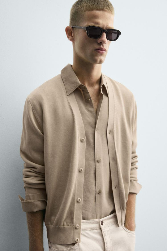 ZARA ЛЕГКИЙ КАРДИГАН, БЕЖЕВЫЙ