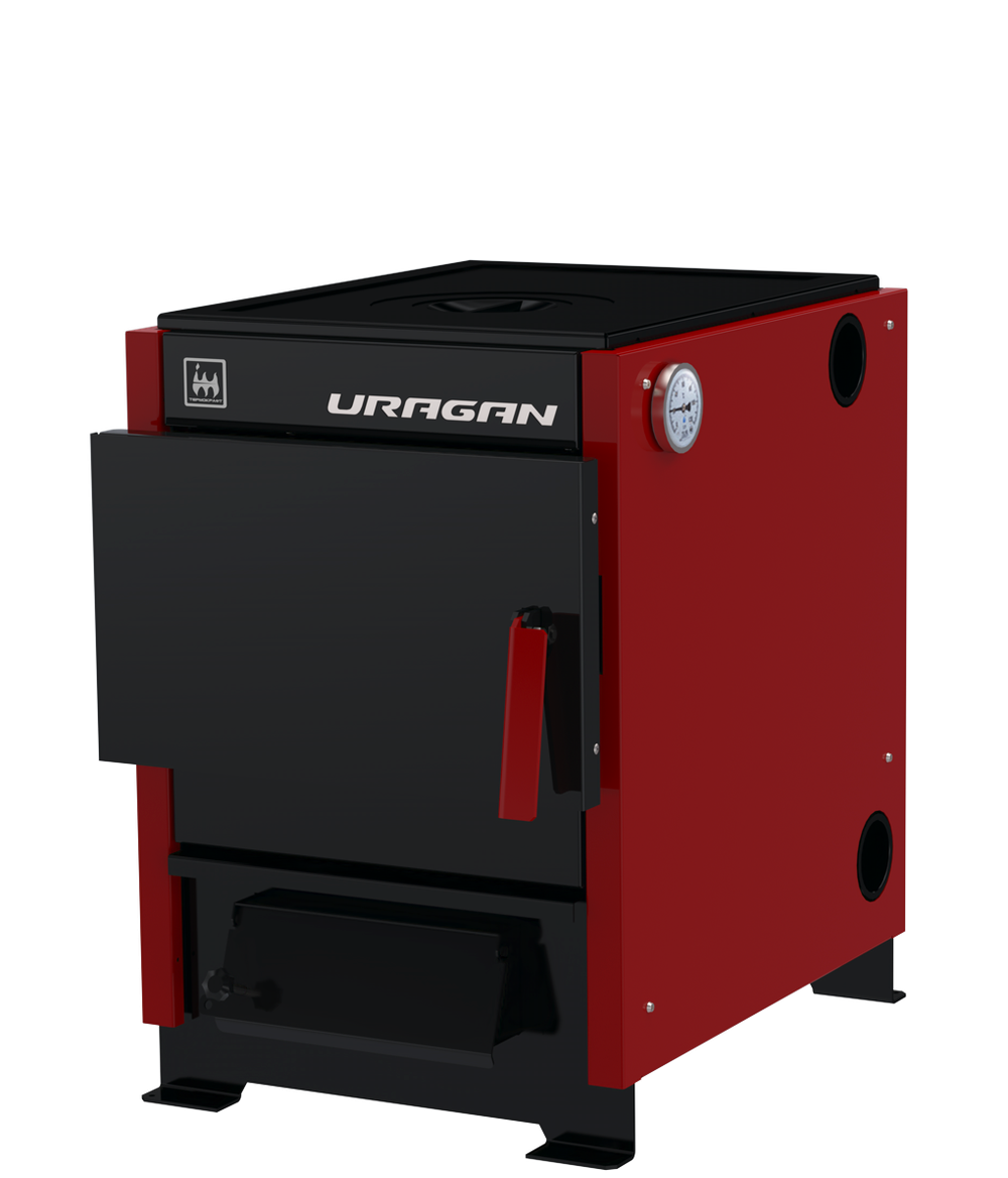 Котел твердотопливный отопительный URAGAN (Ураган) 10 кВт с варочной поверхностью