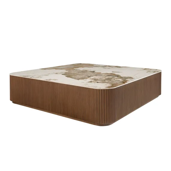 Журнальный столик Angel Cerda 2140 с выдвижной полкой, орех, керамика
