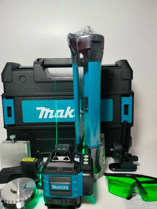 Лазерный уровень / нивелир 4х360 Makita с аксессуарами в сумке, зеленый луч 16 линий 4D