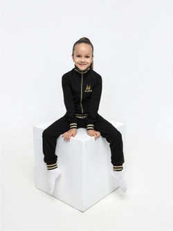 спортивный костюм для девочки легкий черный с золотом