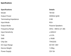 Усилитель для колонок Fosi Audio TB10D 300 Вт черный, с блоком питания