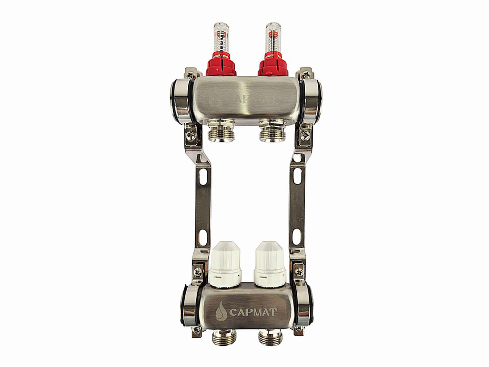 Коллекторная группа с расходомерами САРМАТ 1"x3/4" 2 вых. нерж SS2000