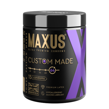 Презервативы MAXUS Custom Made 64 №15 в железном кейсе, увеличенные X-Edition, 15 шт