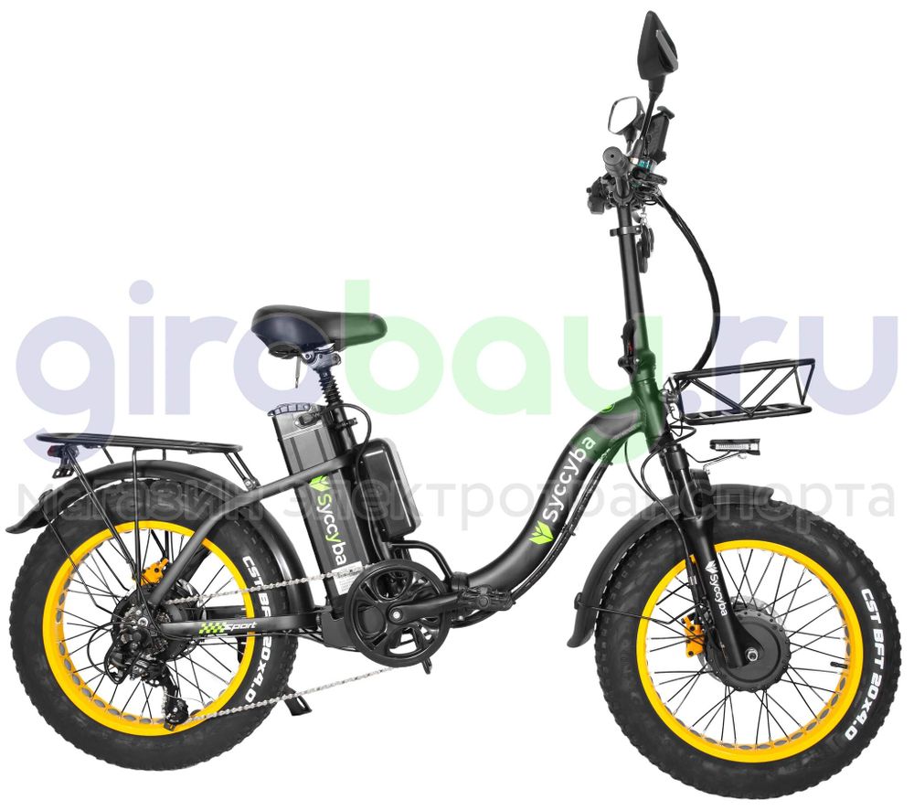 Электровелосипед Syccyba F11 Pro Dual 48V/20Ah (полный привод) - Желтый обод фото №5