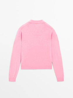 Massimo Dutti Свитер с воротником поло, розовый