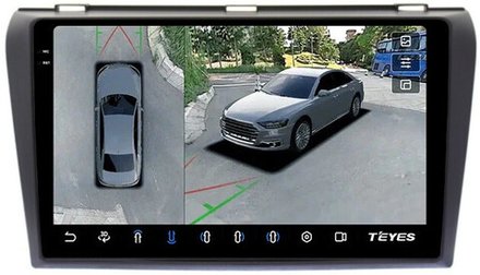 Магнитола для Mazda 3 BK 2003-2009, Axela - Teyes CC3-2K-360 на Android 10, 2K QLED, 6Гб+128Гб, CarPlay, 4G SIM-слот, 4 камеры в комплекте