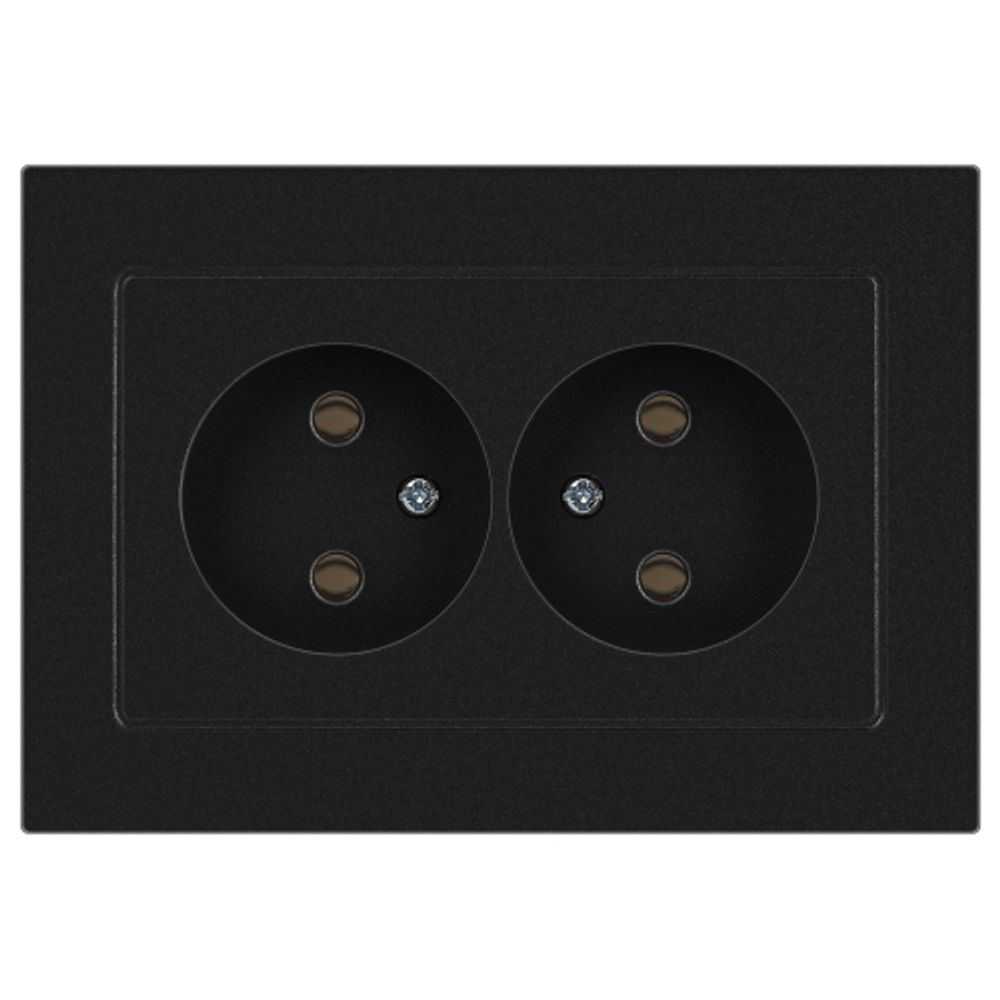 Розетка Intro Accent 6-204-05 2х2P, 16А-250В, IP20, СУ, AL/CU, антрацит | Intro