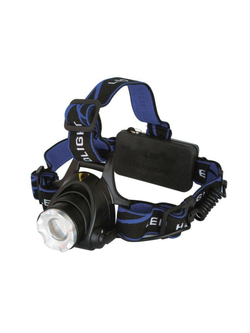 Фонарь аккумуляторный налобный E150 CREE 3Вт фокус 3 режима 220В пластик. черн. (бокс) Ultraflash 12188