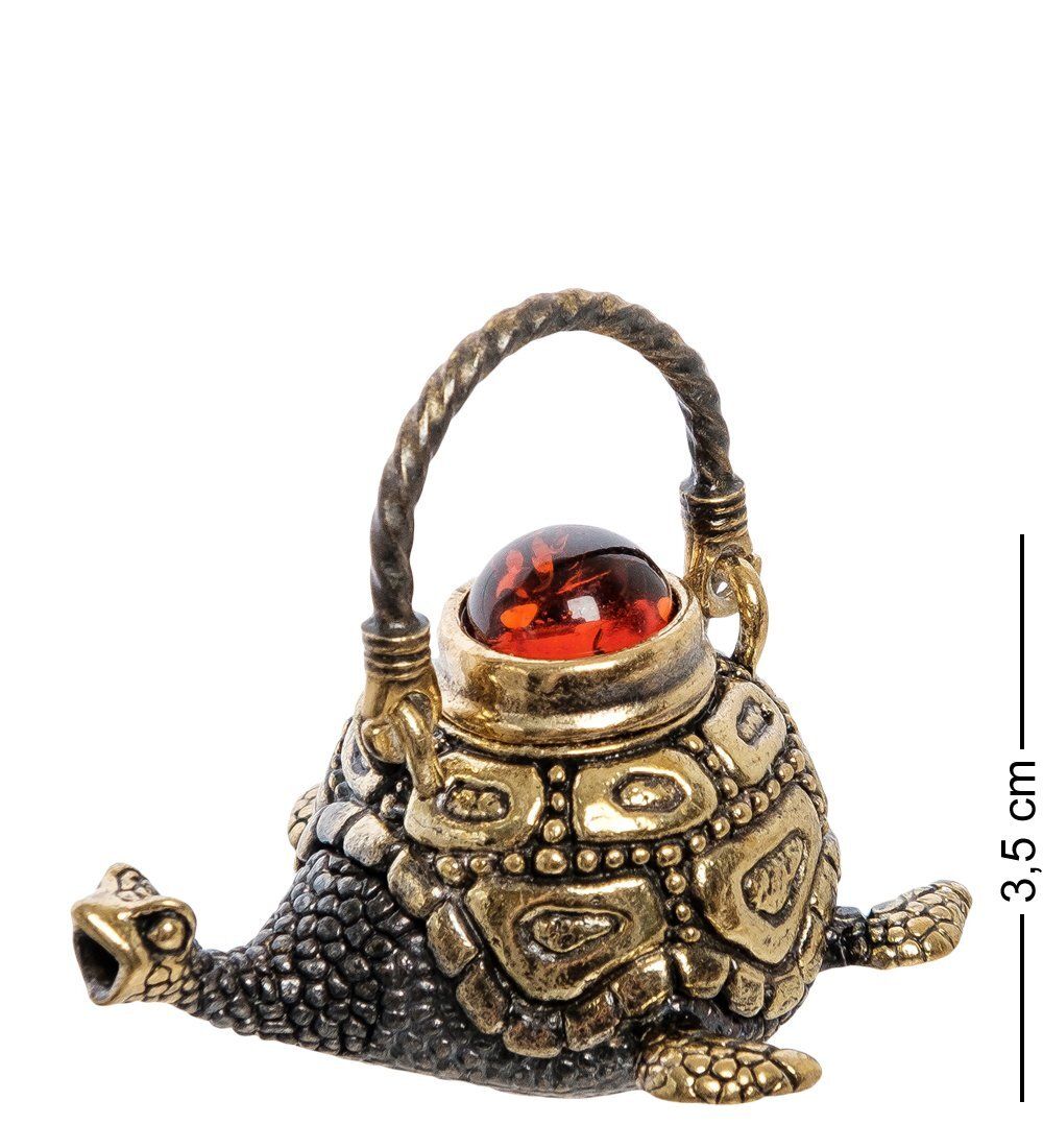 Народные промыслы AM-2245 Фигурка «Чайник Черепаха» (латунь, янтарь)