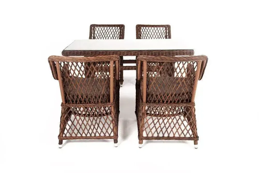 "Латте-140 L" обеденная группа плетеная, цвет коричневый