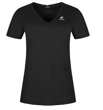 Женская теннисная футболка Le Coq Sportif ESS Tee SS Col V No.1 W - черный
