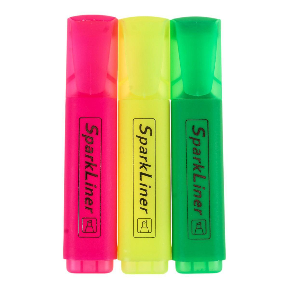 Набор текстовыделителей 3шт, неоновые цвета, в ПВХ