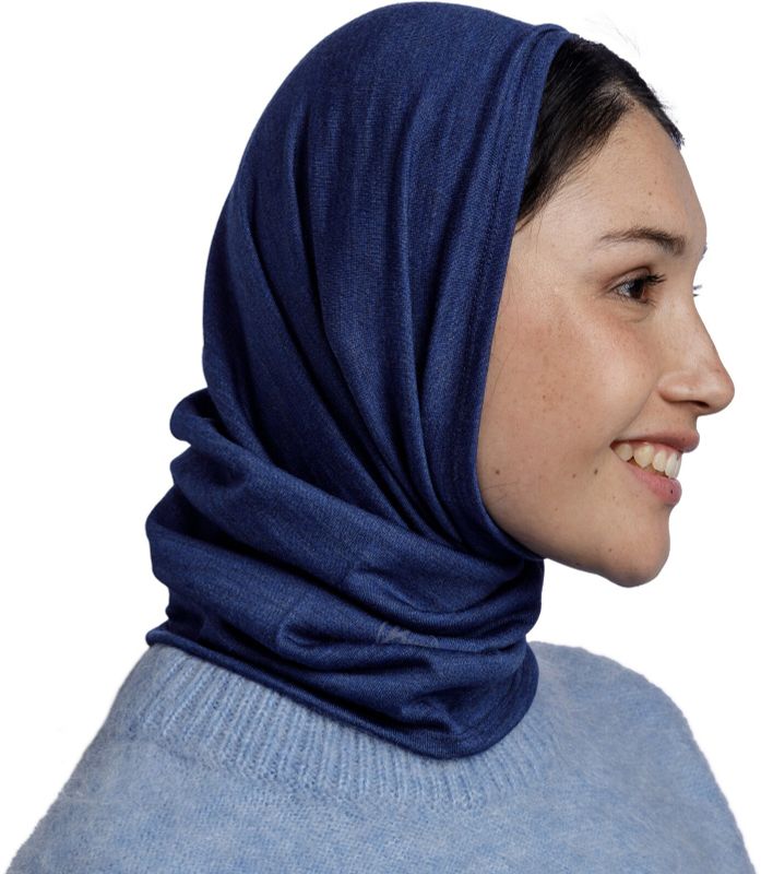 Шерстяной шарф-труба Buff Merino Midweight Melange Cobalt Фото 3