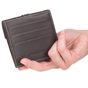 Кошелек-картхолдер Perle из кожи теленка, темно-коричневого цвета