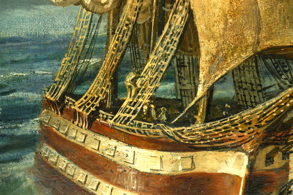 Рудикке В (?). Морское сражение. Холст, масло. Голландия. 1919.