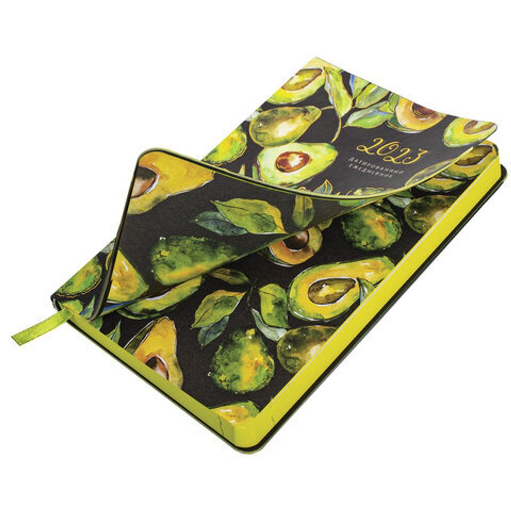 Ежедневник датированный 2023 А5 138x213 мм BRAUBERG "Vista", под кожу, гибкий, "Avocado", 114131