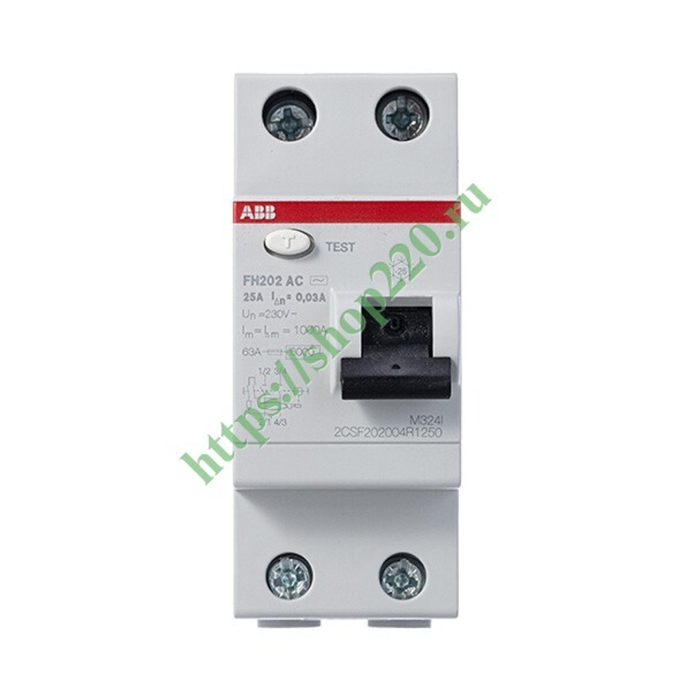 УЗО ABB FH202 AC-25/0,03 2-х полюсное тип AC 25A 30mA 2 модуля (ВДТ) 2CSF202004R1250