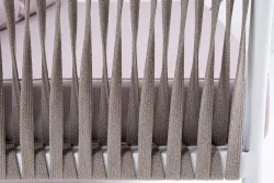 "Касабланка" правый модуль плетеный из роупа, каркас алюминий светло-серый (RAL7035) муар, роуп серо-коричневый 23мм, ткань бежевая 052