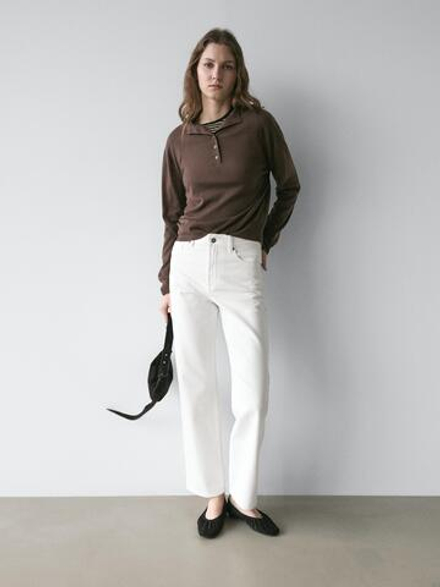 Massimo Dutti Джинсы прямого кроя, белый