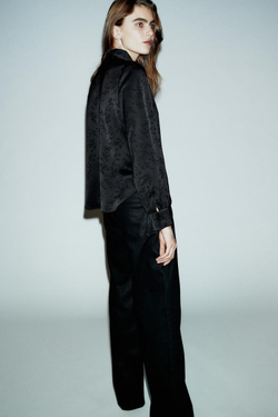 ZARA РУБАШКА С БРОШЬЮ, ЧЕРНЫЙ