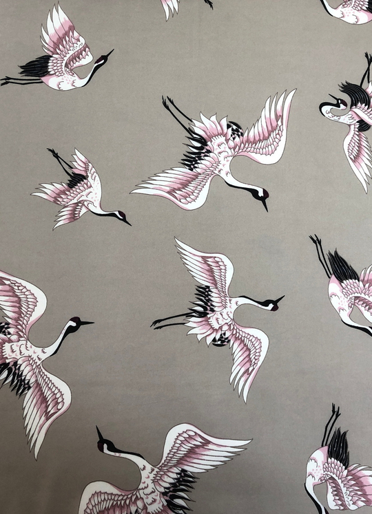 Плательная принт, журавль на бежевом BAVARIA DF