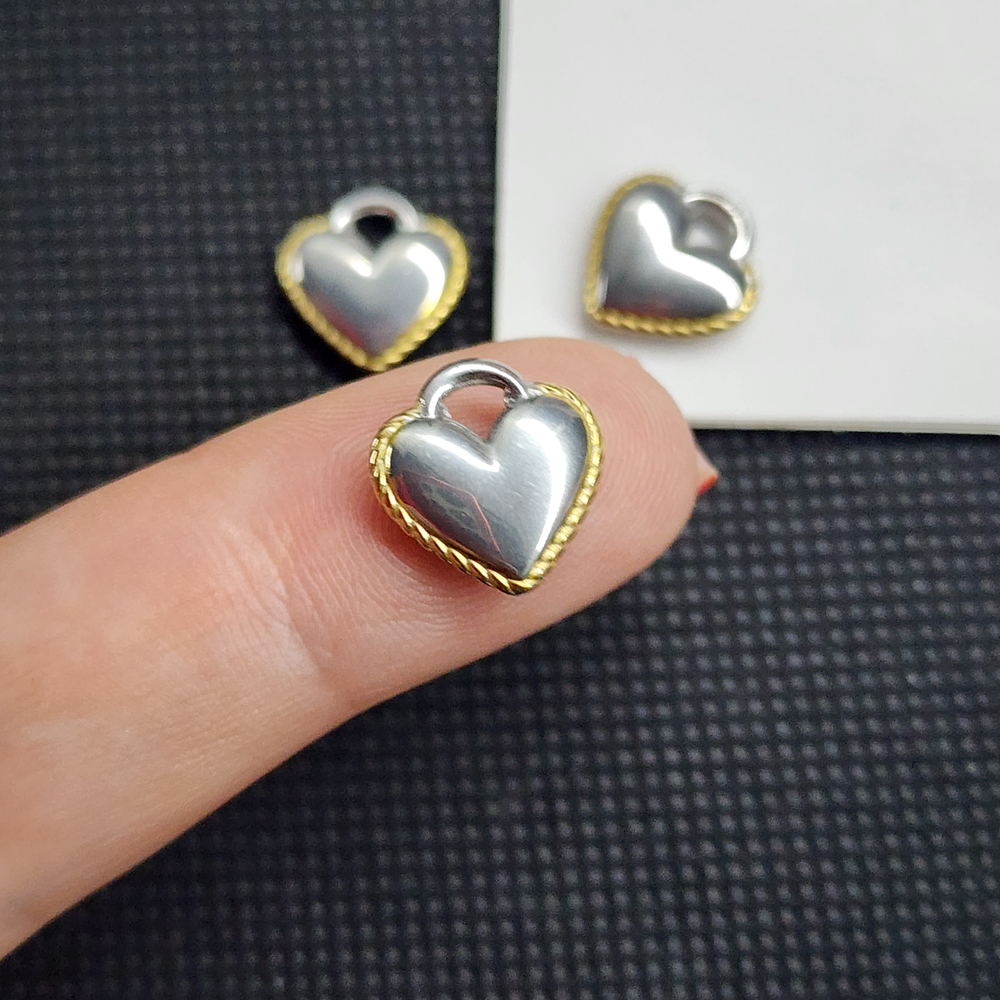 Подвеска сердце, сталь, 2я позолота, премиальная фурнитура