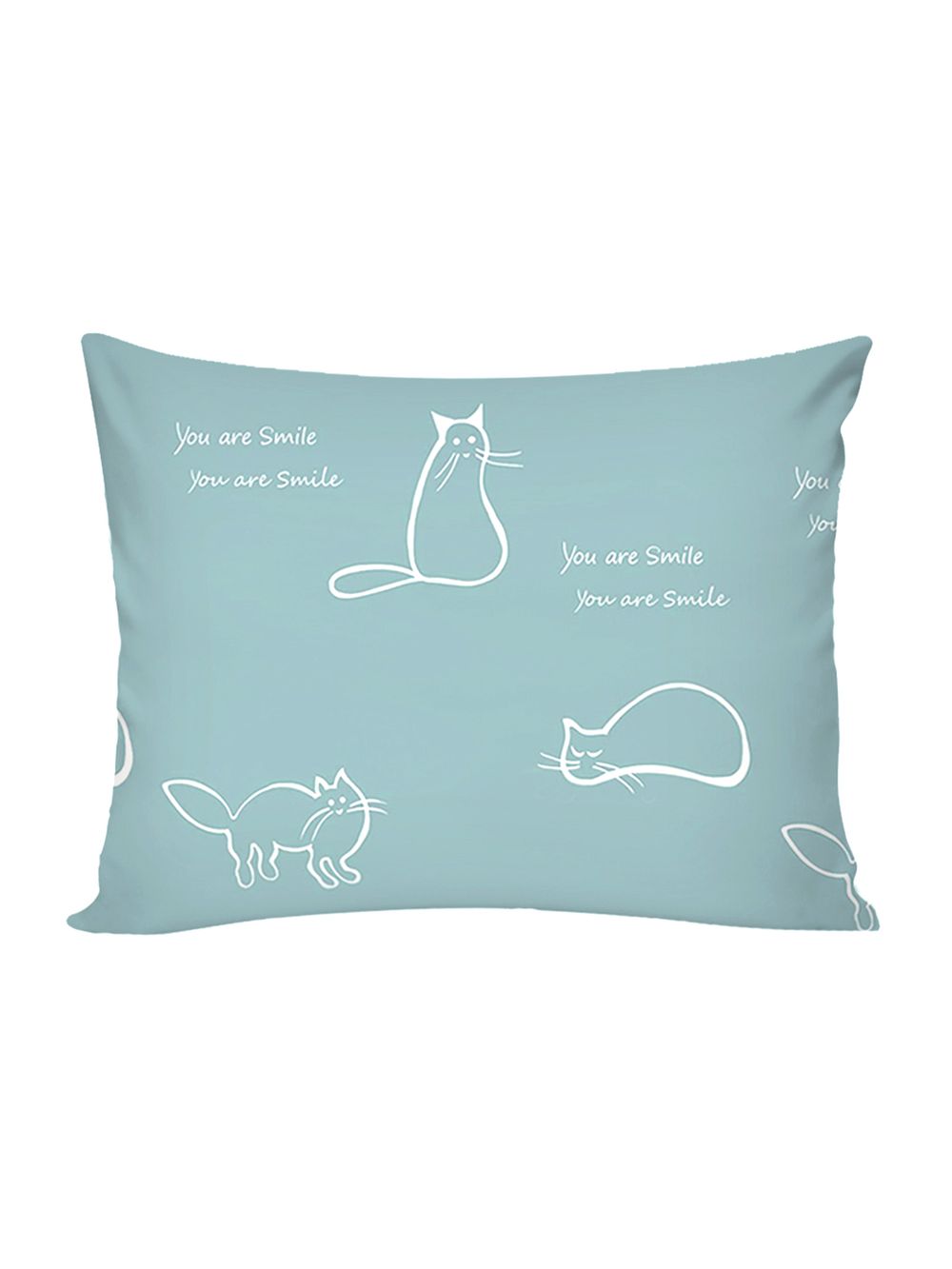 Постельное белье перкаль Сказка "Котики (мята)" 1,5-сп Наволочка 50х70 см 1 шт Простынь на резинке 90x200 см Пододеяльник 145x215 см