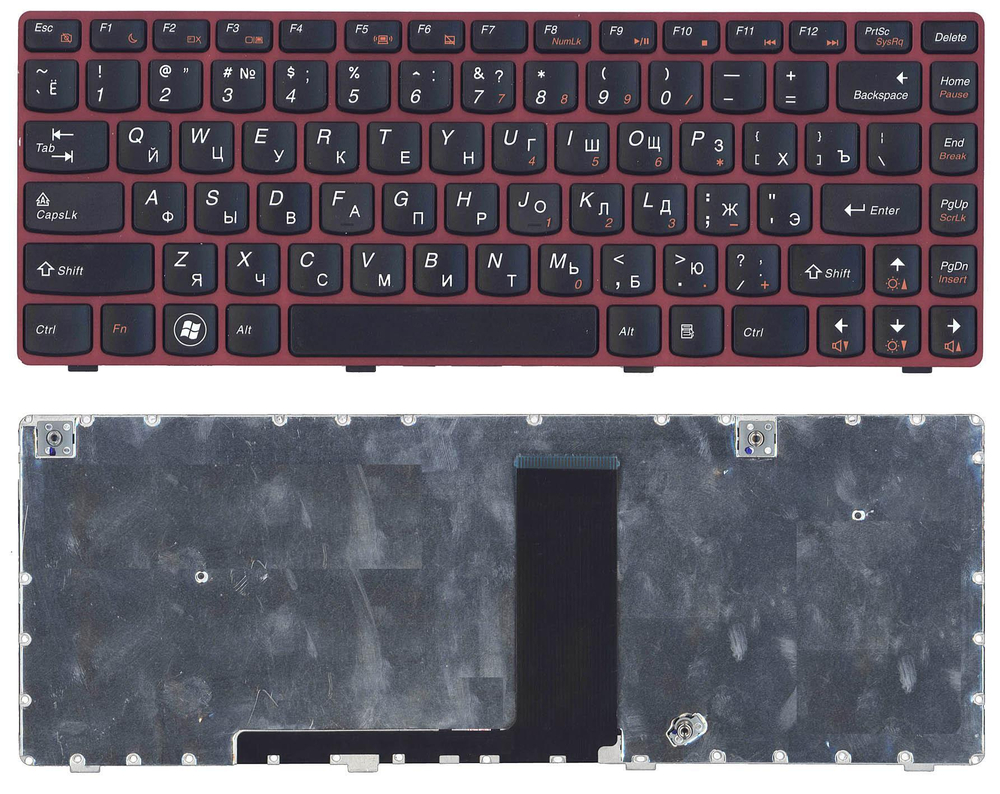 Клавиатура для ноутбука Lenovo V380 черная с красной рамкой