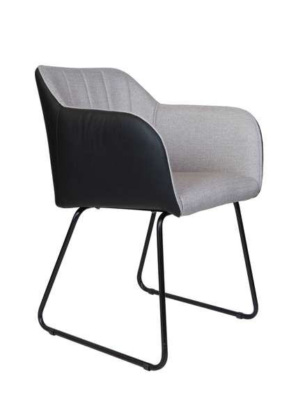 Кресло офисное Норден / Браво / Bravo / серая ткань / черная экокожа