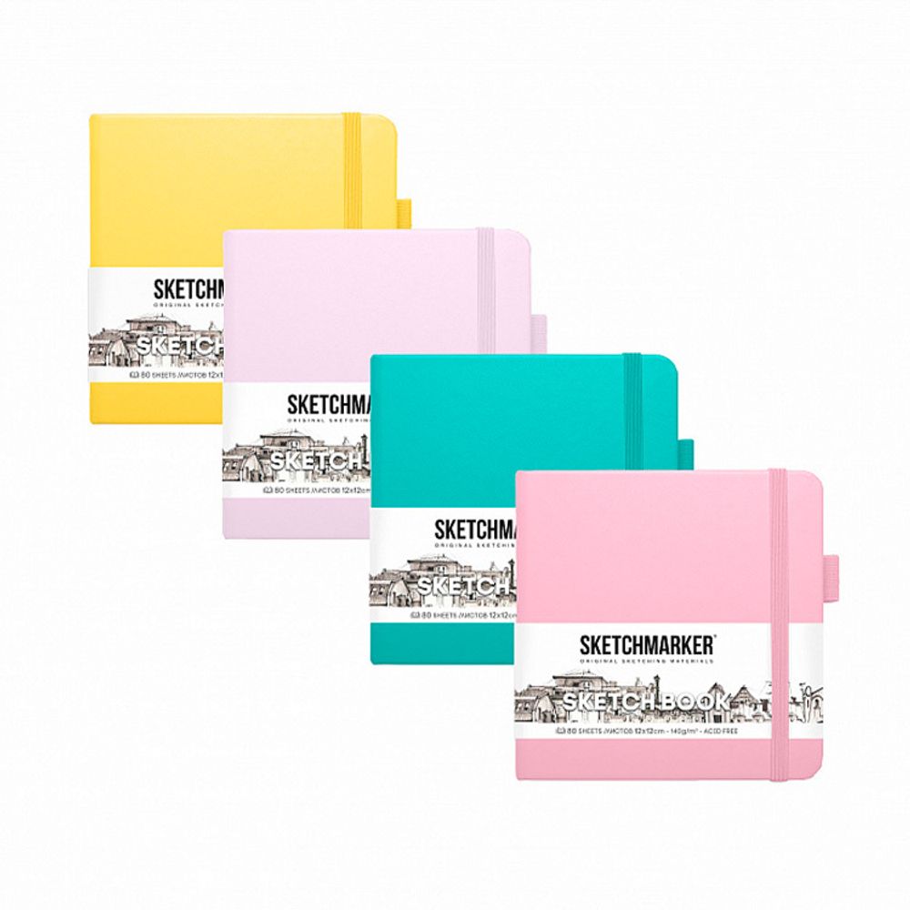 Блокнот для зарисовок 12*12см 80л в твердой обложке аквамарин (2314502SM) 4