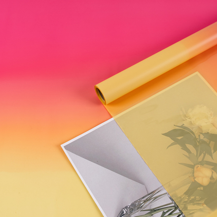 Пленка матовая/глянцевая "Gradient Flow" 58см*10м Манго/Малина