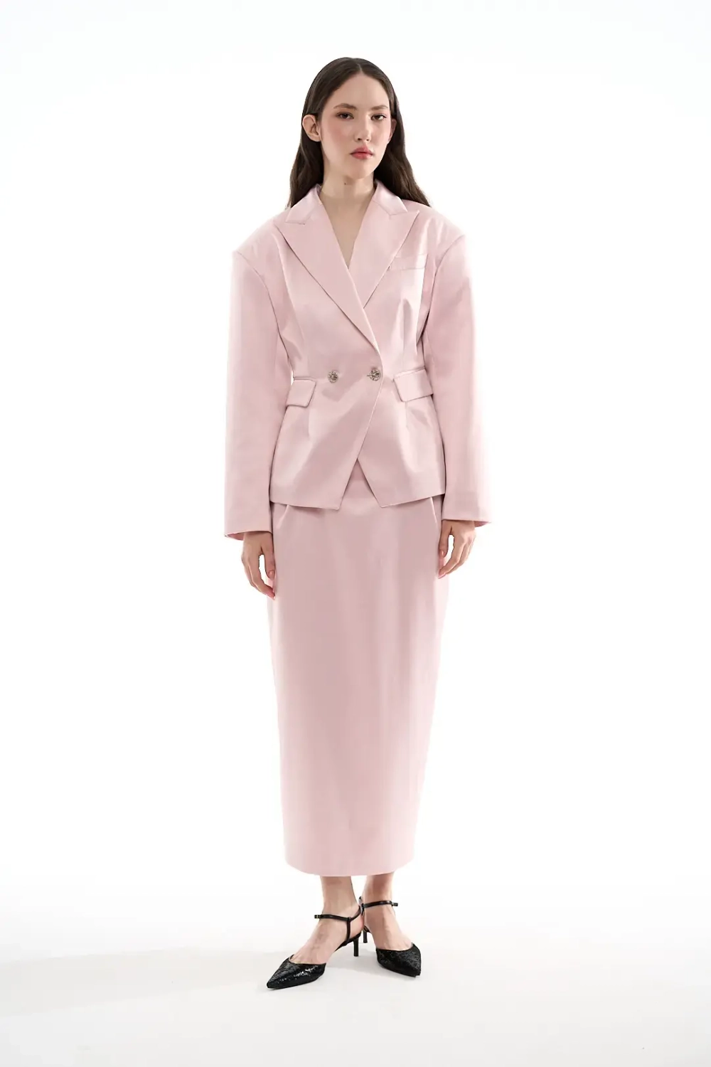 Юбка-карандаш атласная розовая