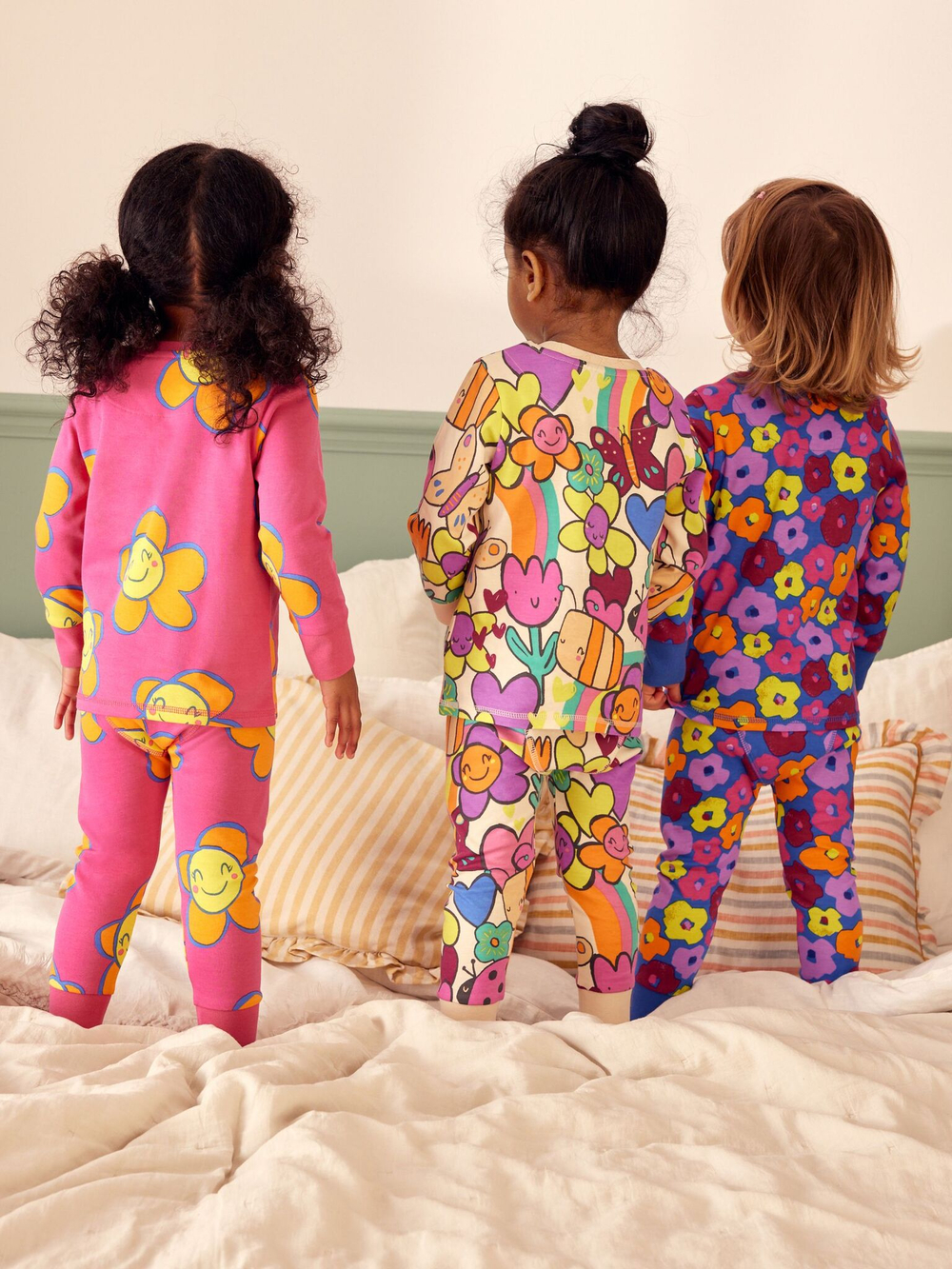 Пижама для девочки Next Q96-792, 3 шт., Розовый, Синий, Бежевый