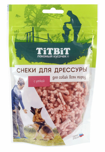 TITBIT Лакомство для собак Снеки для дрессировки с уткой, 100 г