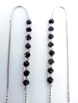 Серьги Эстерелла Лето, родированные, застежка-продевка, 925 проба, шпинель