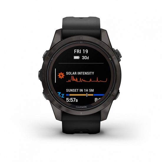 Умные часы Garmin Fenix 7S Pro Sapphire Solar титановый угольно-серый DLC с силиконовым ремешком