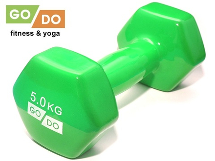 Гантель GO DO в виниловой оболочке. Вес 5  кг.  (Зеленый)