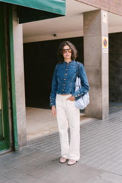 ZARA ДЖИНСОВАЯ КУРТКА Z1975 С ЗОЛОТЫМИ ПУГОВИЦАМИ, ВЫЦВЕТШИЙ СИНИЙ