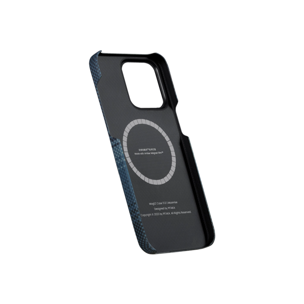 Чехол Pitaka Fusion Weaving MagEZ Case 4 для iPhone 15 Pro Max Moonrise (чёрный/синий)